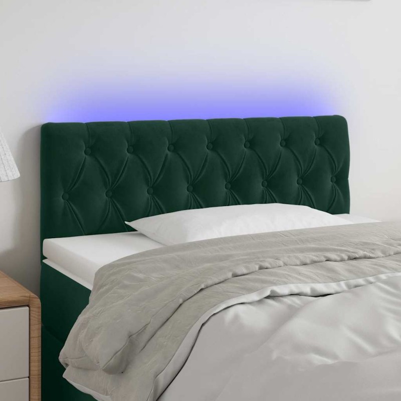 Tête de lit à LED Vert foncé 100x7x78/88 cm Velours 634616634616
