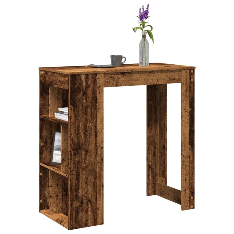 Table de bar avec étagères vieux bois bois d'ingénierie 634629634629