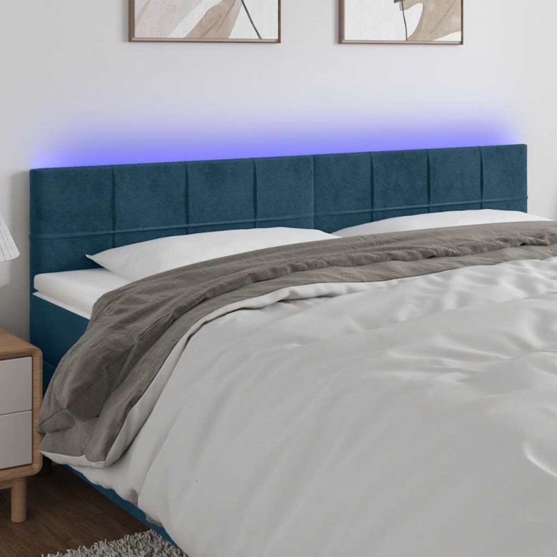 Tête de lit à LED Bleu foncé 200x5x78/88 cm Velours 634639634639