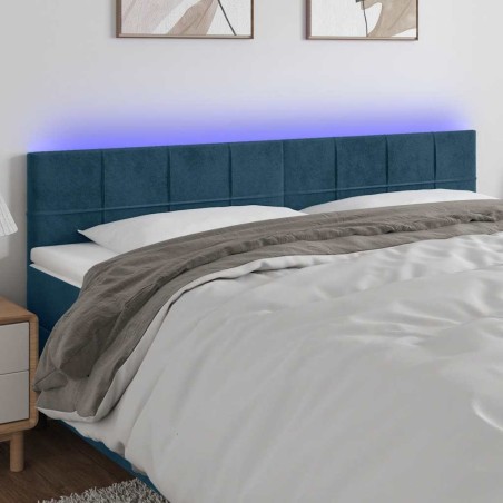 Tête de lit à LED Bleu foncé 200x5x78/88 cm Velours 634639634639