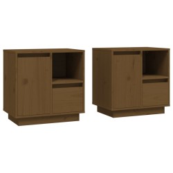 Tables de chevet 2pcs Marron miel 50x34x50cm Bois de pin massif 634643634643