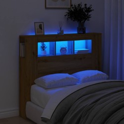 Tête de lit à LED chêne artisanal 120x18,5x103,5 cm 634646634646