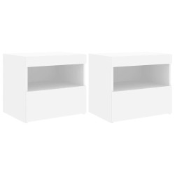 Tables de chevet avec lumières LED 2 pcs blanc 50x40x45 cm 634647634647