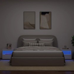 Tables de chevet avec lumières LED 2 pcs blanc 50x40x45 cm 634647634647