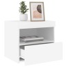 Tables de chevet avec lumières LED 2 pcs blanc 50x40x45 cm 634647634647