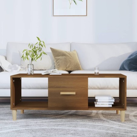 Table basse chêne marron 102x50x40 cm bois d'ingénierie 634654634654