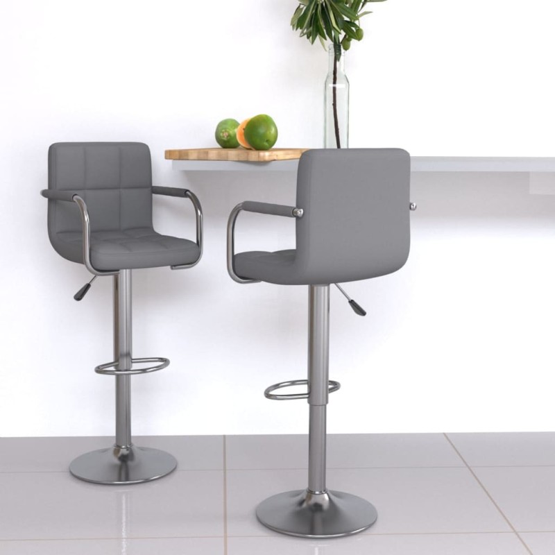 Tabourets de bar lot de 2 gris similicuir 634656634656