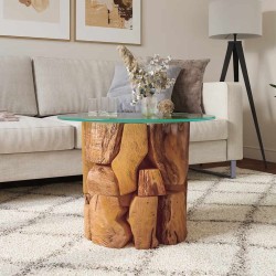 Table basse Bois flottant de teck massif 60 cm 634657634657