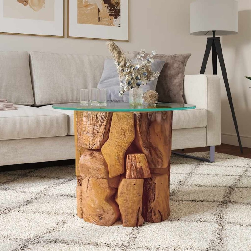 Table basse Bois flottant de teck massif 60 cm 634657634657