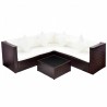 Salon de jardin 4 pcs avec coussins Résine tressée Marron 634668634668