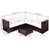 Salon de jardin 4 pcs avec coussins Résine tressée Marron 634668634668