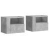 Tables de chevet murales 2 pcs gris béton 45x30x35 cm 634674634674