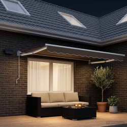 Store rétractable manuel avec LEDs Taupe 634686634686