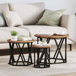 Table d'appoint empilable 3 pcs Bois Ancien 634690634690