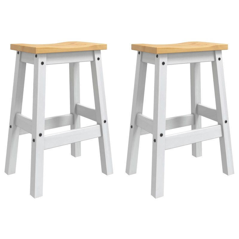 Tabouret de bar 2 pcs Blanc et Cire de Miel 44 x 30 x 63 cm 634693634693
