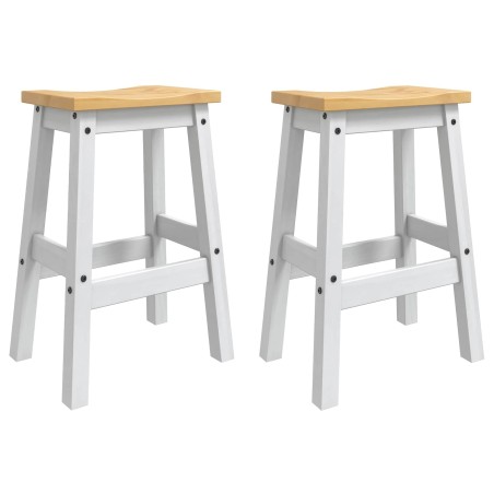 Tabouret de bar 2 pcs Blanc et Cire de Miel 44 x 30 x 63 cm 634693634693