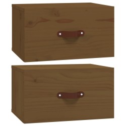 Tables de chevet murales 2 pcs Marron miel 40x29,5x22 cm 634694634694