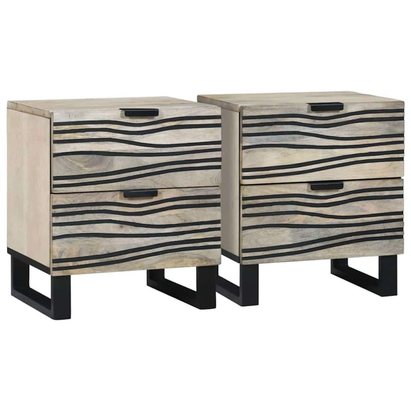 Table de chevet 2 pcs Blanc 40 x 33 x 46 cm Bois d'ingénierie 634695634695
