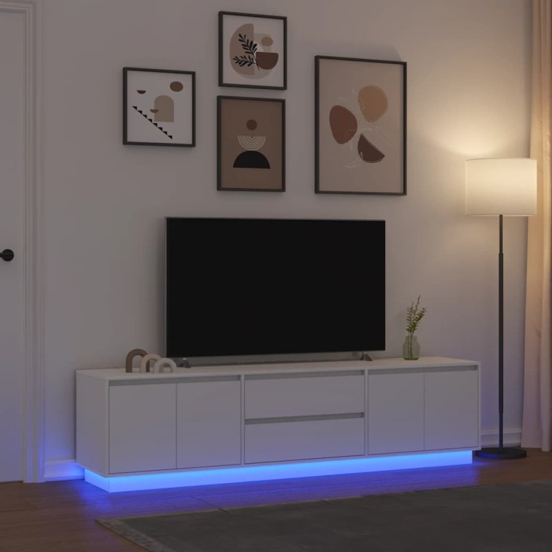 Meuble TV avec lumières LED blanc 193,5x41x50 cm 634698634698