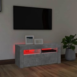 Meuble TV avec lumières LED gris béton 90x35x40 cm 634699634699