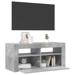 Meuble TV avec lumières LED gris béton 90x35x40 cm 634699634699