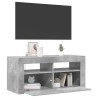 Meuble TV avec lumières LED gris béton 90x35x40 cm 634699634699