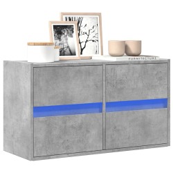 Meuble TV mural avec lumières LED gris béton 80x31x45 cm 634724634724