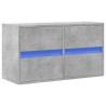Meuble TV mural avec lumières LED gris béton 80x31x45 cm 634724634724