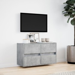 Meuble TV mural avec lumières LED gris béton 80x31x45 cm 634724634724