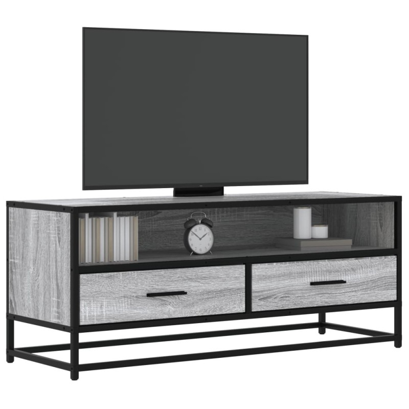 Meuble TV sonoma gris 100x34,5x40 cm bois d'ingénierie et métal 634725634725