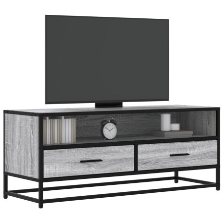Meuble TV sonoma gris 100x34,5x40 cm bois d'ingénierie et métal 634725634725