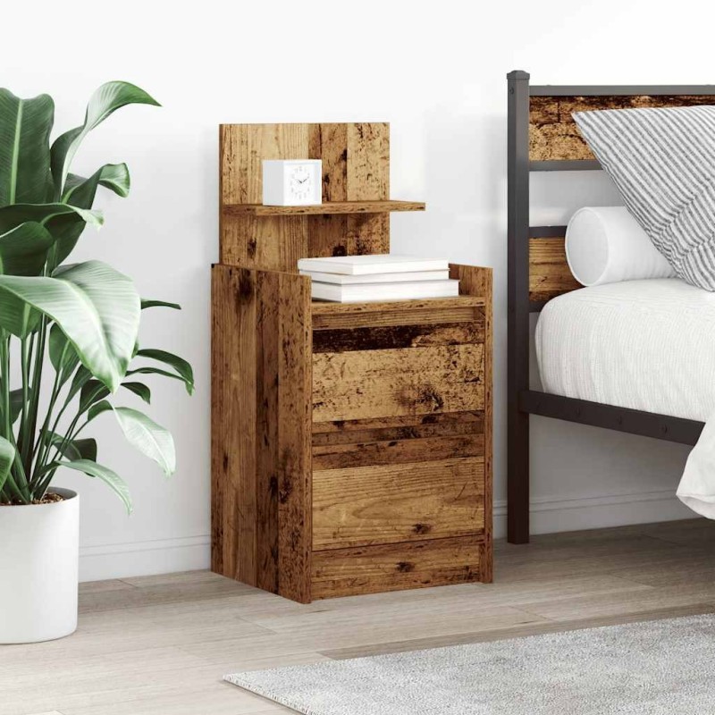 Table de chevet avec 2 tiroirs vieux bois 38x34x80 cm 634750634750