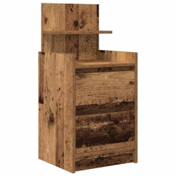 Table de chevet avec 2 tiroirs vieux bois 38x34x80 cm 634750634750