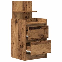 Table de chevet avec 2 tiroirs vieux bois 38x34x80 cm 634750634750