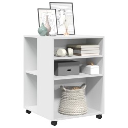 Table d'appoint avec roues blanc 55x60x78 cm bois d'ingénierie 634754634754