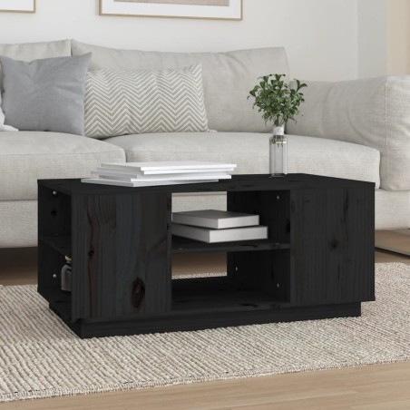 Table basse Noir 90x49x40,5 cm Bois massif de pin 634755634755