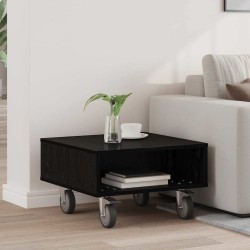 Table d'appoint avec roues Chêne noir 50,5 x 50 x 30 cm 634757634757