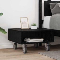 Table d'appoint avec roues Chêne noir 50,5 x 50 x 30 cm 634757634757