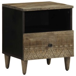 Table de chevet gris clair 40x33x46 cm bois de manguier solide 634774634774