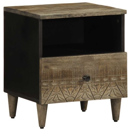 Table de chevet gris clair 40x33x46 cm bois de manguier solide 634774634774