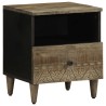 Table de chevet gris clair 40x33x46 cm bois de manguier solide 634774634774