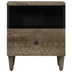 Table de chevet gris clair 40x33x46 cm bois de manguier solide 634774634774