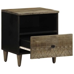 Table de chevet gris clair 40x33x46 cm bois de manguier solide 634774634774