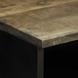 Table de chevet gris clair 40x33x46 cm bois de manguier solide 634774634774