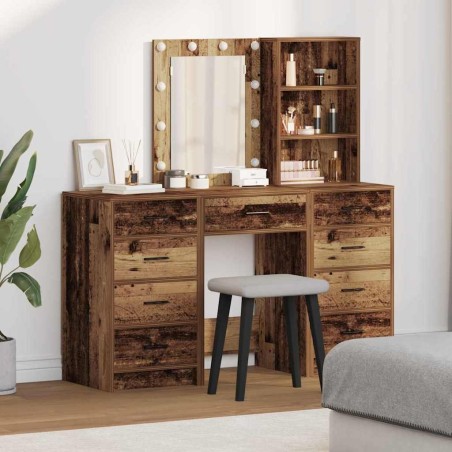 Table de Toilette avec tiroir 3 pcs Marron Bois d'ingénierie 634776634776