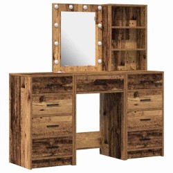 Table de Toilette avec tiroir 3 pcs Marron Bois d'ingénierie 634776634776