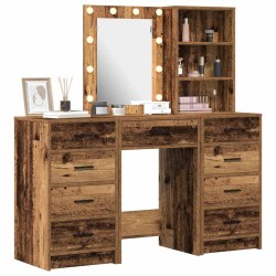Table de Toilette avec tiroir 3 pcs Marron Bois d'ingénierie 634776634776