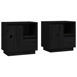 Tables de chevet 2 pcs Noir 50x34x50 cm Bois de pin massif 634788634788