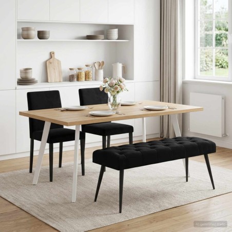 Banc avec capitonnage bouton Noir 110 x 40 x 46 cm Velours 634802634802