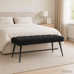 Banc avec capitonnage bouton Noir 110 x 40 x 46 cm Velours 634802634802